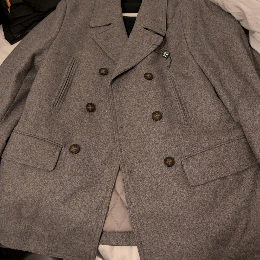 Ralph Lauren Charcoal Double-Breasted Peacoat